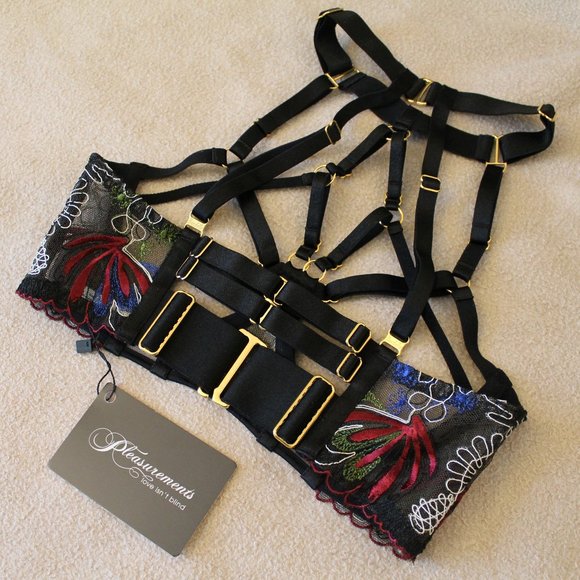 Bordelle Botanica Ouvert Open Bra Black XS SS Extra Small NWT AW21B04B $350 - Picture 4 of 12